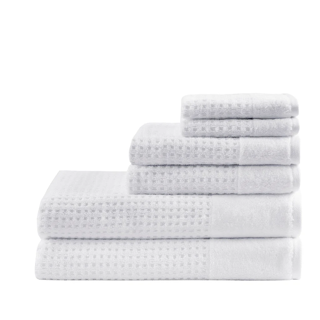 Spa Waffle Cotton Waffle Jacquard Antimicrobial Bath Towel 6-Piece Set - Image 12