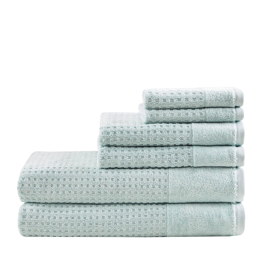 Spa Waffle Cotton Waffle Jacquard Antimicrobial Bath Towel 6-Piece Set - Image 14