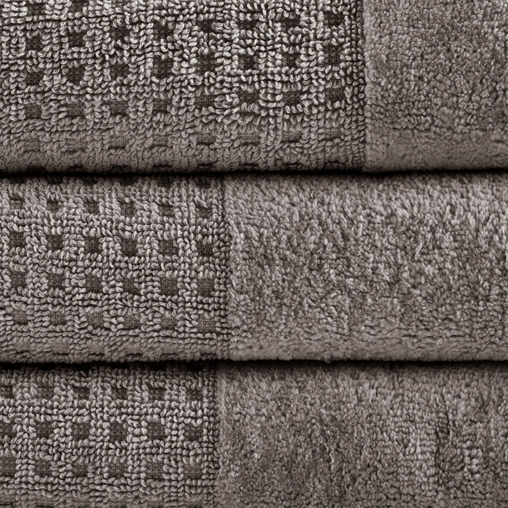 Spa Waffle Cotton Waffle Jacquard Antimicrobial Bath Towel 6-Piece Set - Image 16