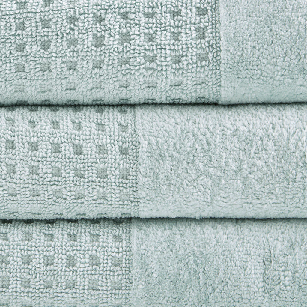 Spa Waffle Cotton Waffle Jacquard Antimicrobial Bath Towel 6-Piece Set - Image 21