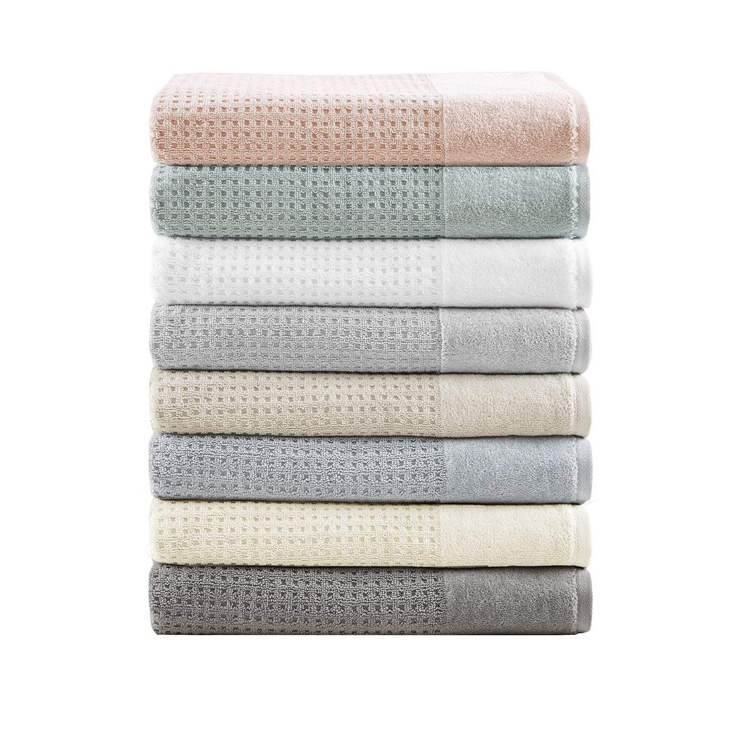 Spa Waffle Cotton Waffle Jacquard Antimicrobial Bath Towel 6-Piece Set - Image 33