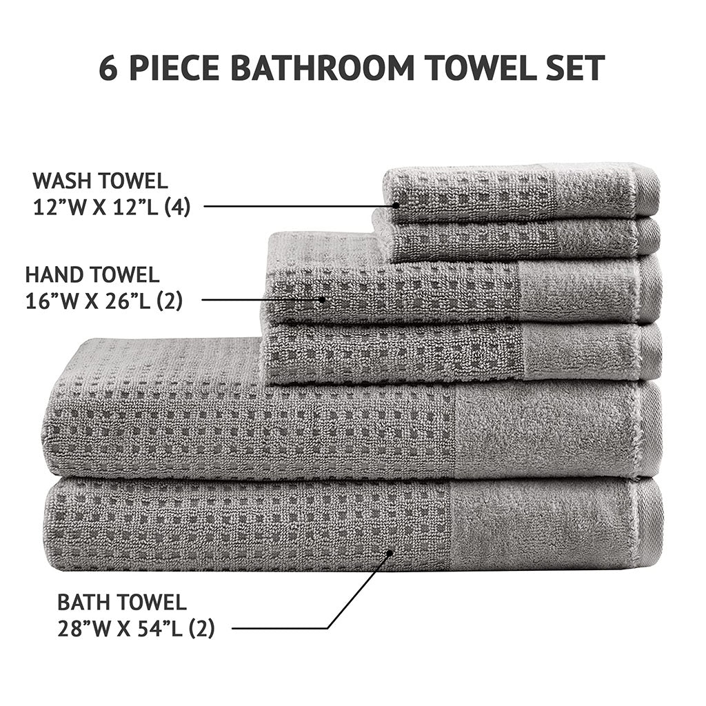 Spa Waffle Cotton Waffle Jacquard Antimicrobial Bath Towel 6-Piece Set - Image 40