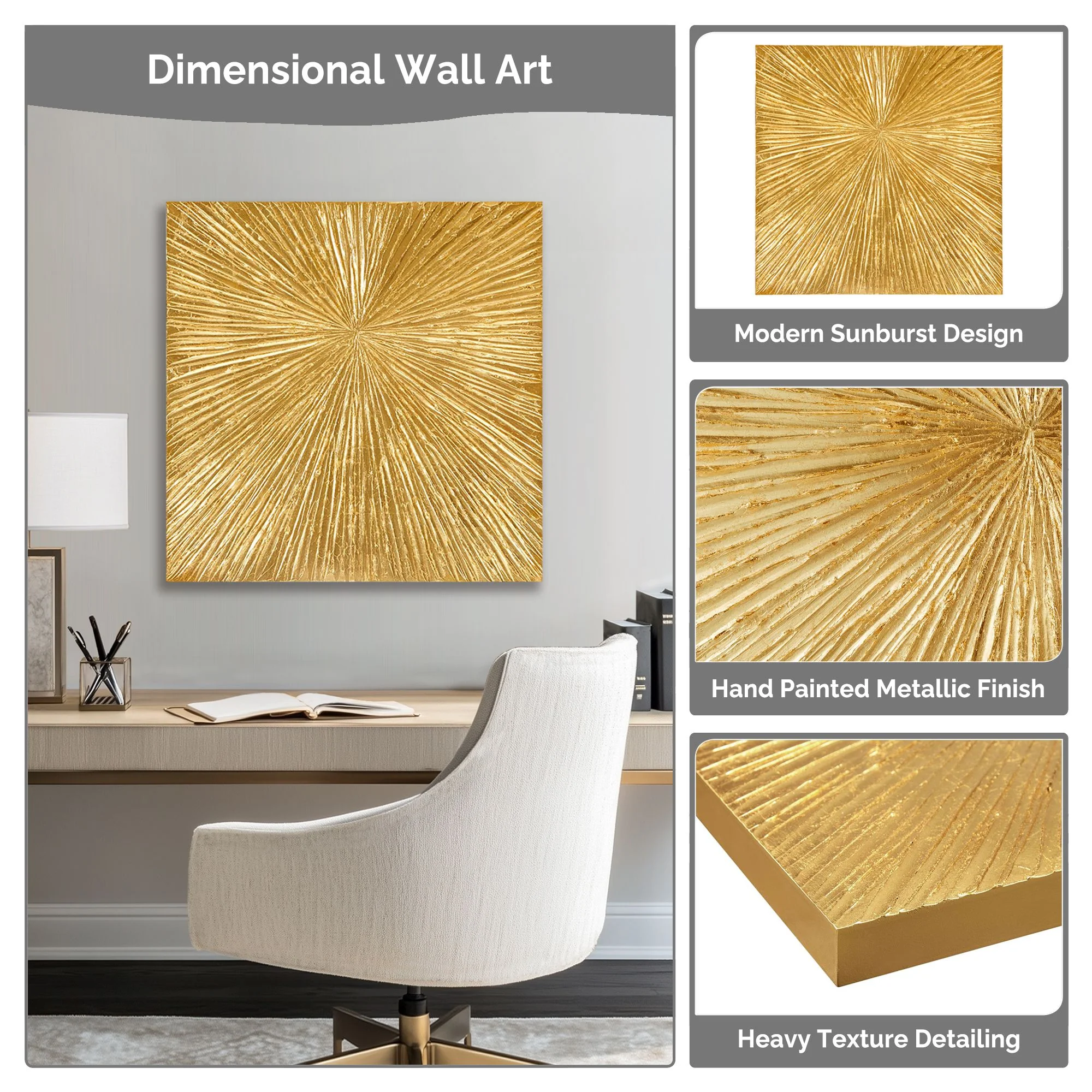 Sunburst Hand Painted Dimensional Resin Wall Art - Image 34