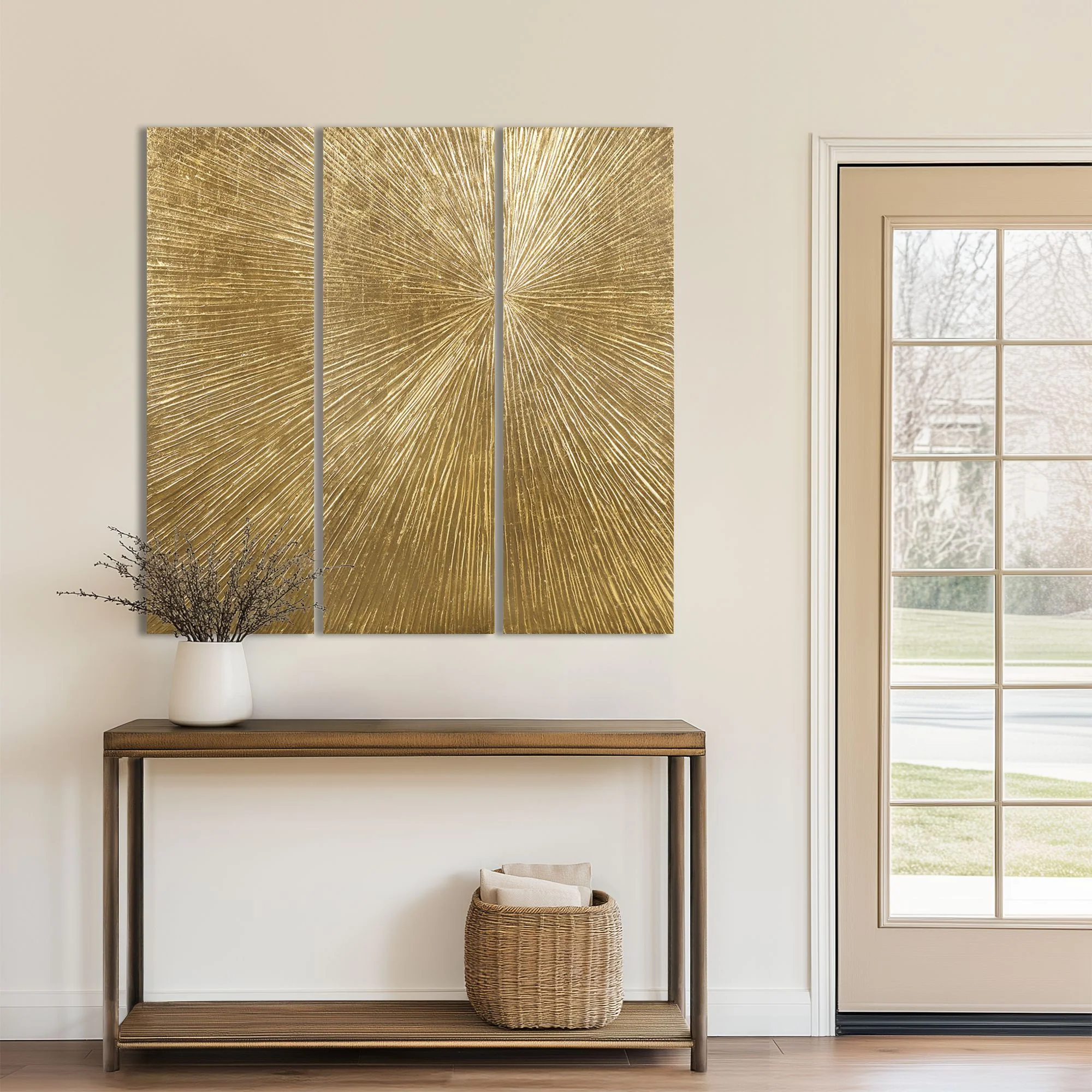 Sunburst Hand Painted Triptych 3-Piece Dimensional Resin Wall Art Set - Image 21