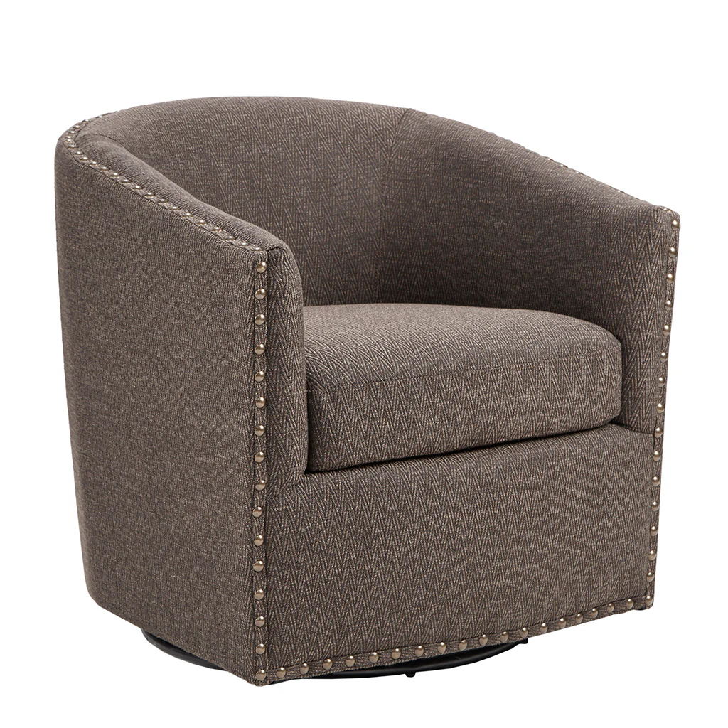 Tyler Upholstered Swivel Barrel Chair with Nailheads - Image 23