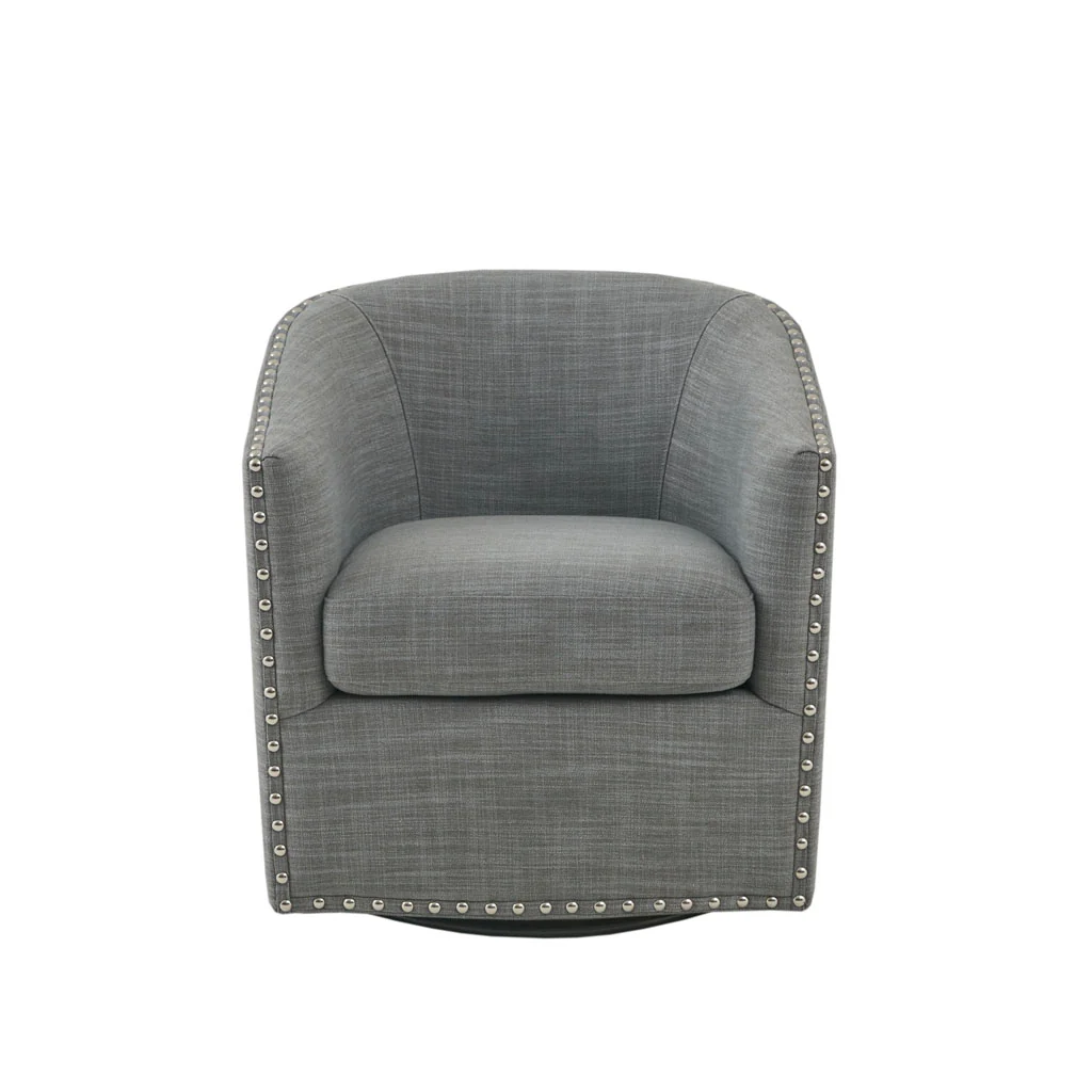 Tyler Upholstered Swivel Barrel Chair with Nailheads - Image 30
