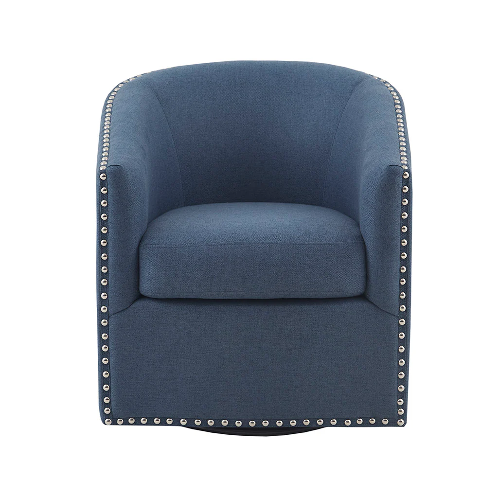 Tyler Upholstered Swivel Barrel Chair with Nailheads - Image 31