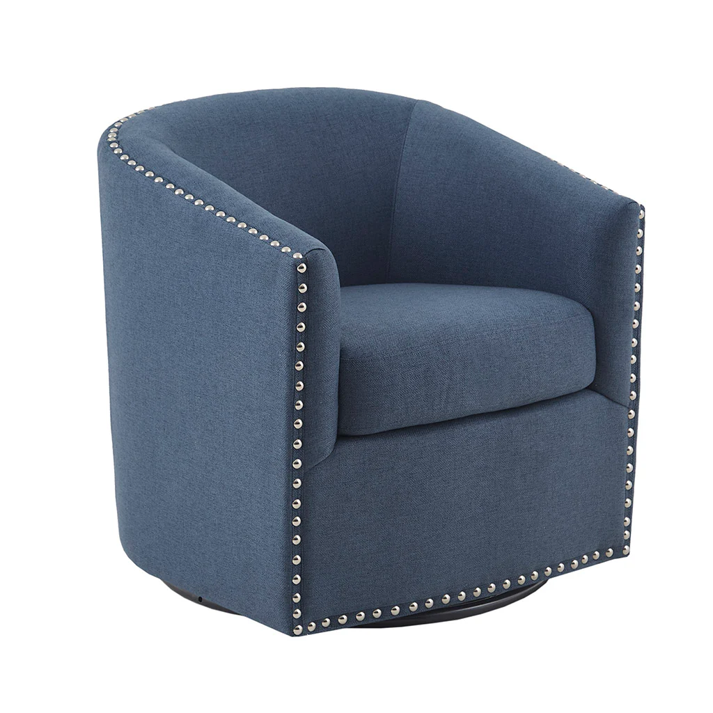 Tyler Upholstered Swivel Barrel Chair with Nailheads - Image 35
