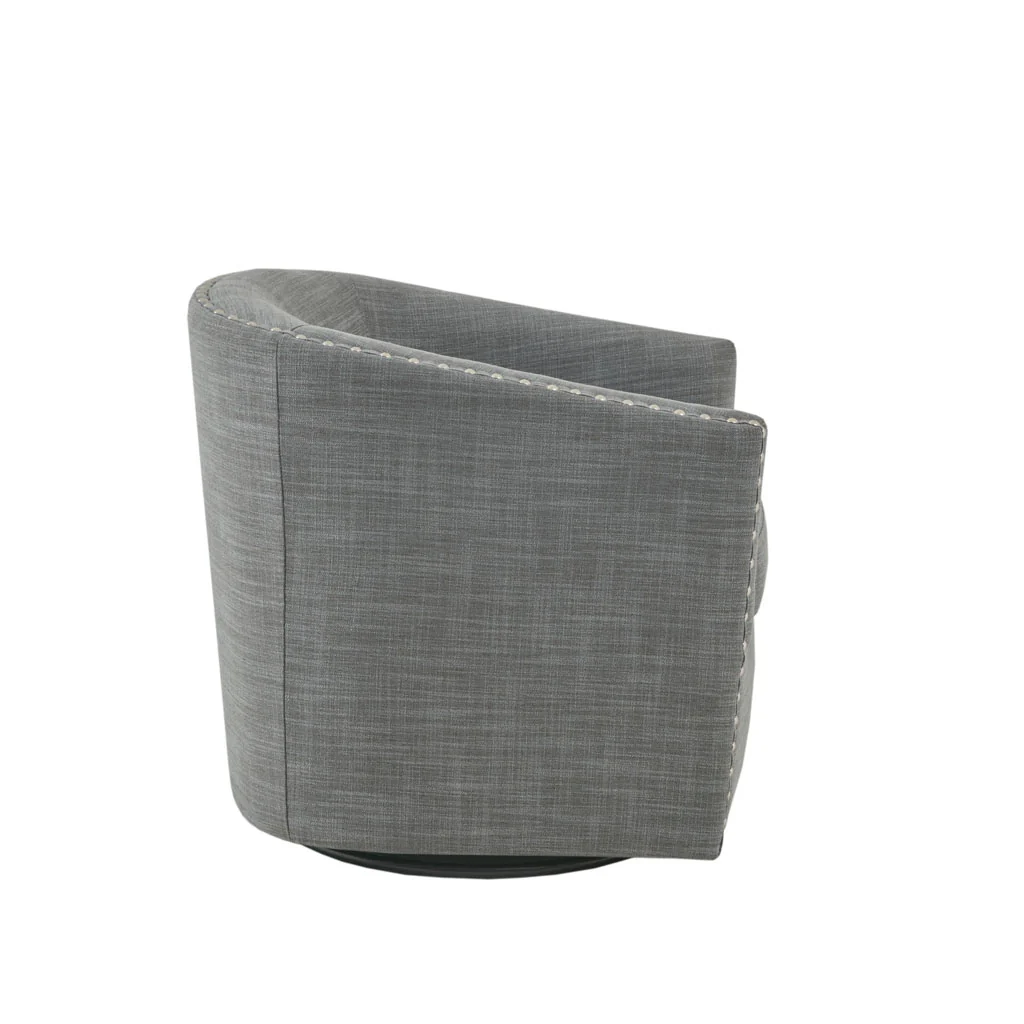 Tyler Upholstered Swivel Barrel Chair with Nailheads - Image 38