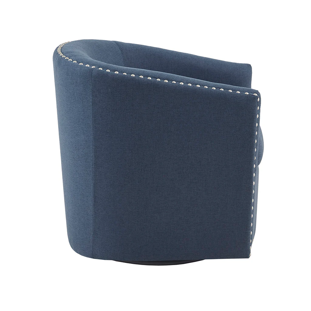 Tyler Upholstered Swivel Barrel Chair with Nailheads - Image 39