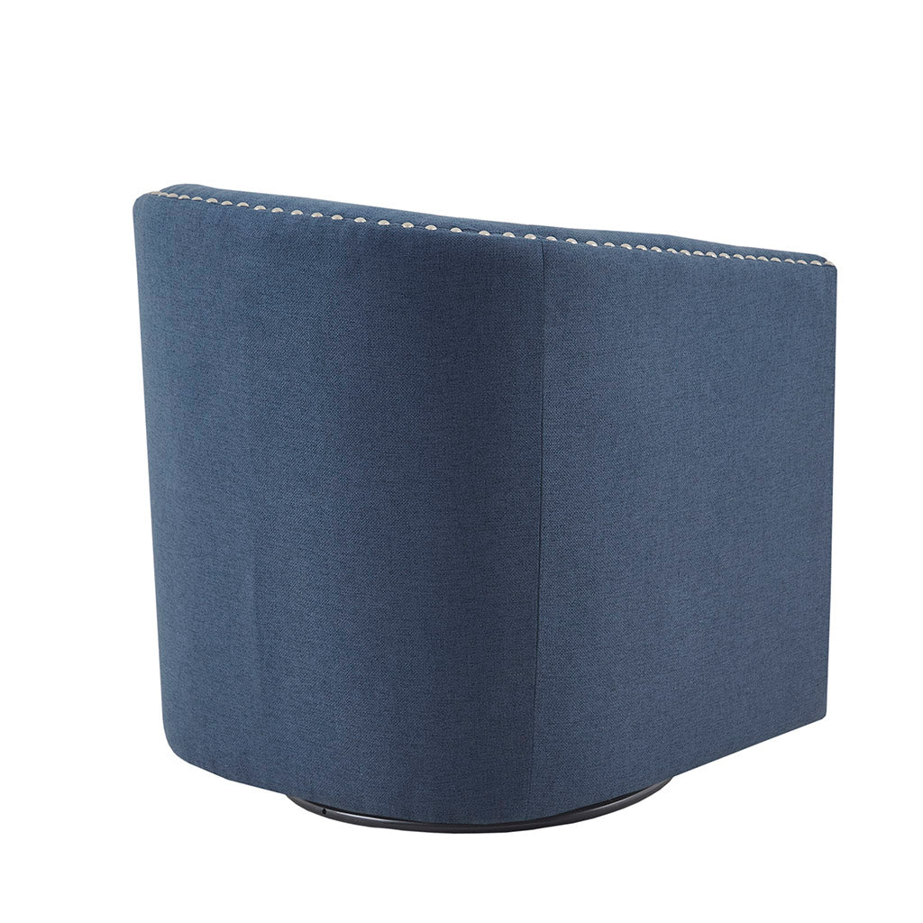 Tyler Upholstered Swivel Barrel Chair with Nailheads - Image 43