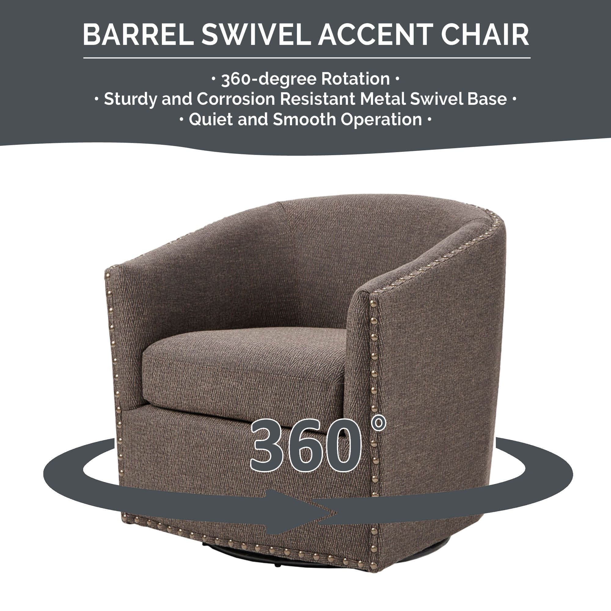 Tyler Upholstered Swivel Barrel Chair with Nailheads - Image 49