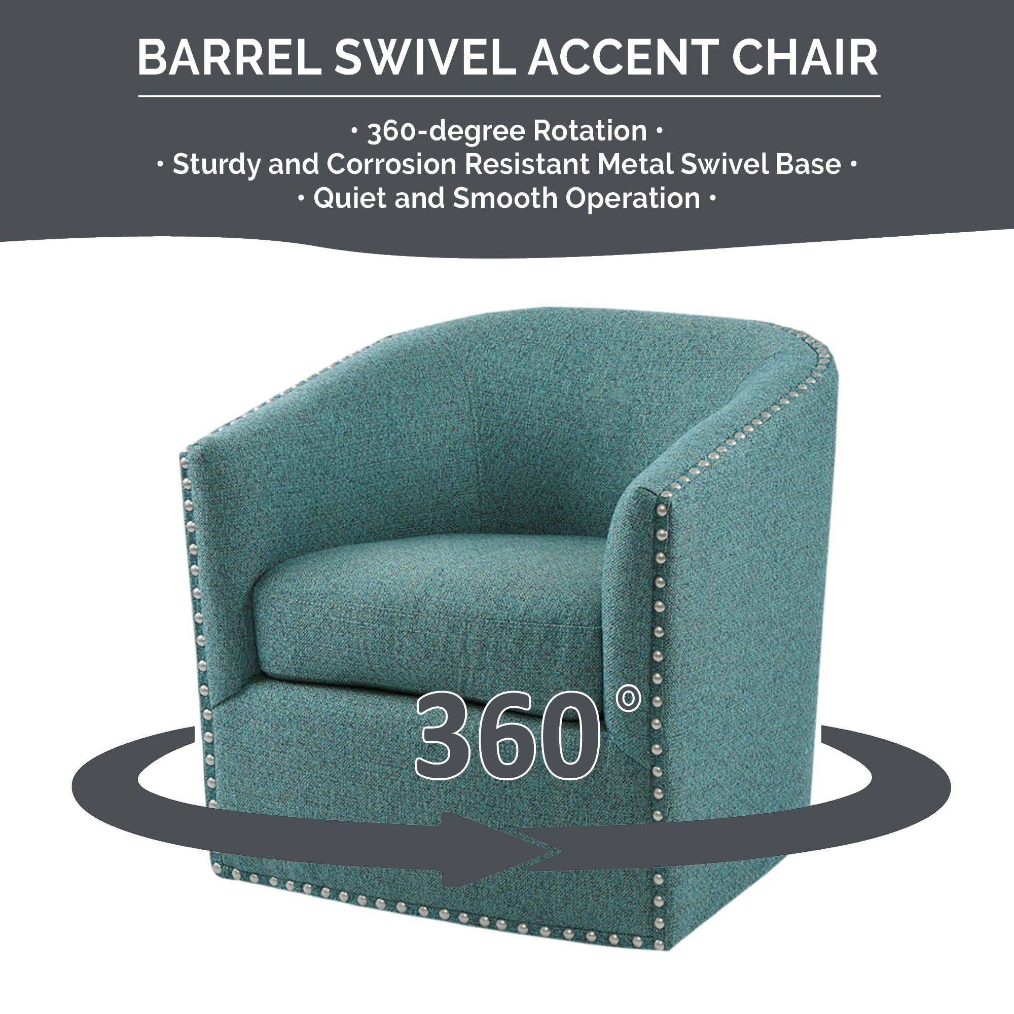 Tyler Upholstered Swivel Barrel Chair with Nailheads - Image 55