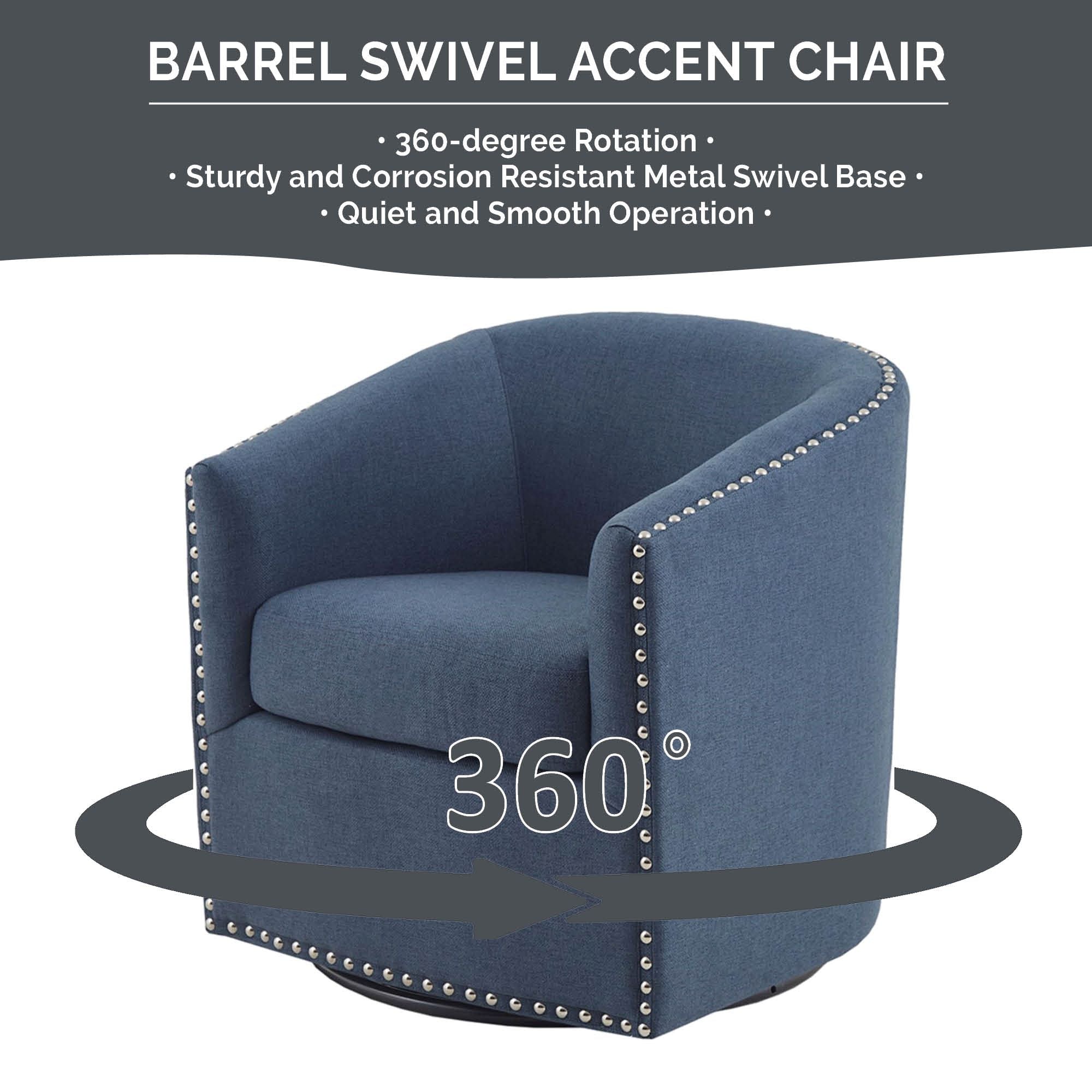 Tyler Upholstered Swivel Barrel Chair with Nailheads - Image 60