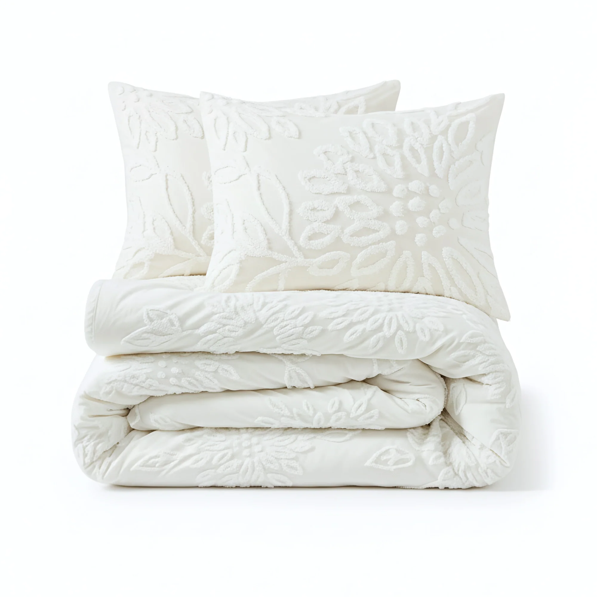 Veronica 3-Piece Tufted Cotton Chenille Floral Duvet Cover Set