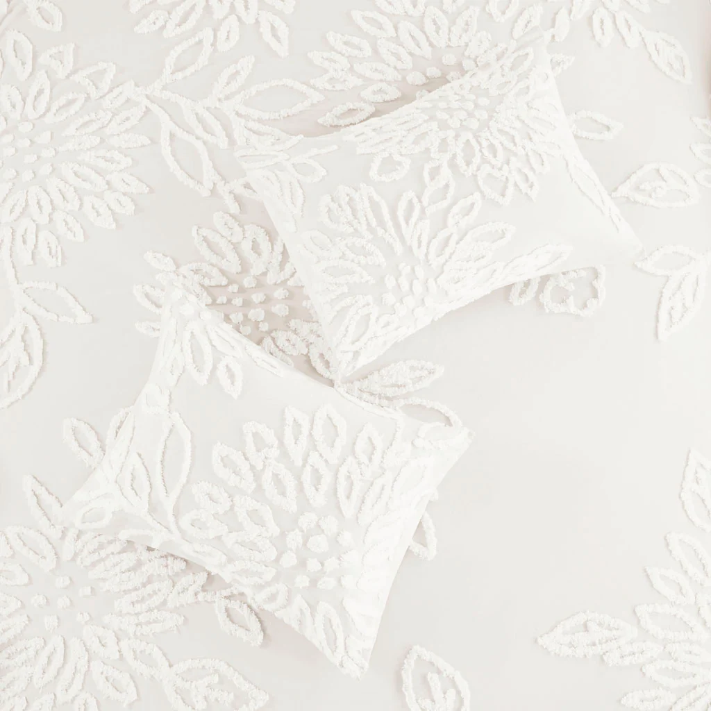 Veronica 3-Piece Tufted Cotton Chenille Floral Duvet Cover Set - Image 20