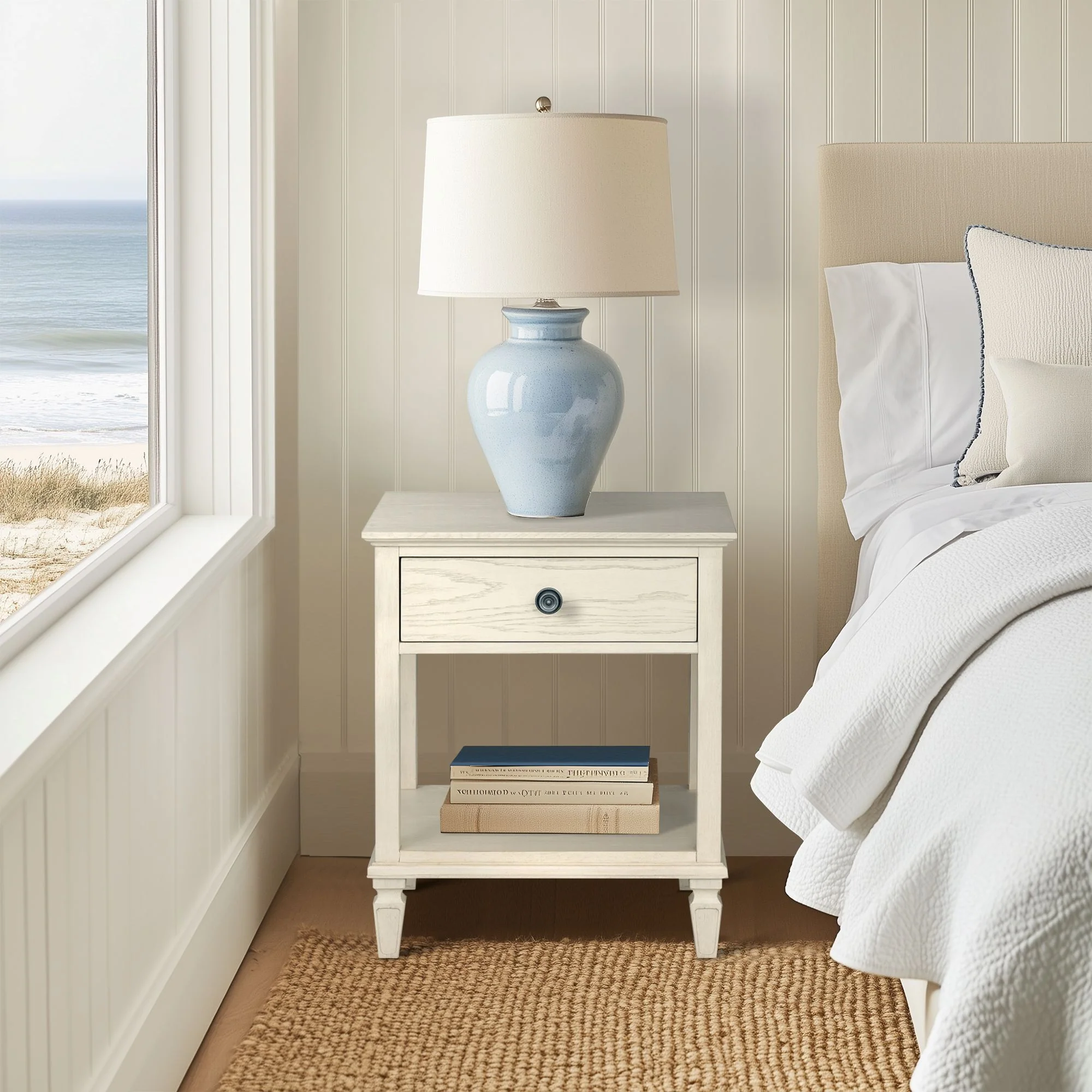 Victoria one-drawer wood bedside table with shelf - Image 35