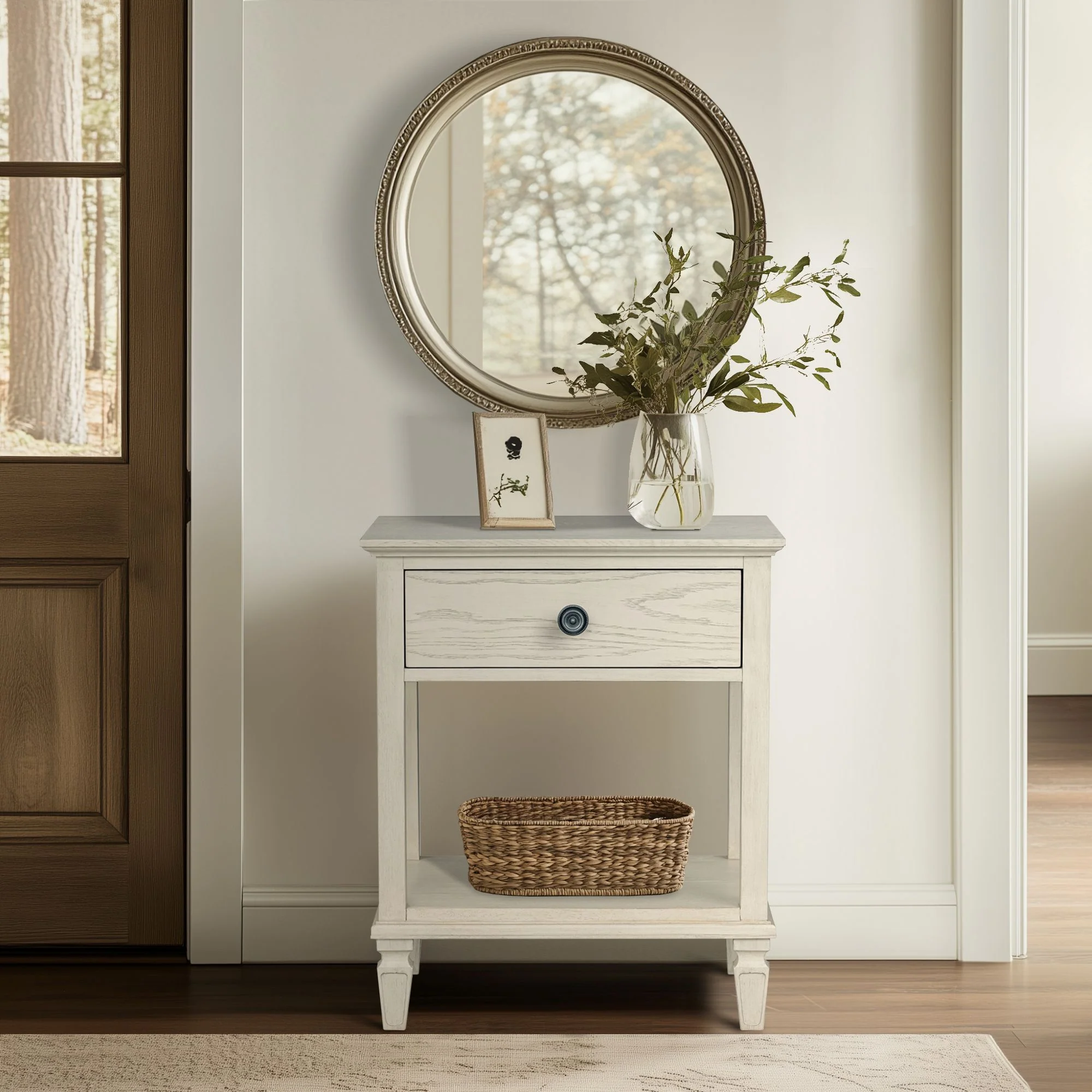 Victoria one-drawer wood bedside table with shelf - Image 36
