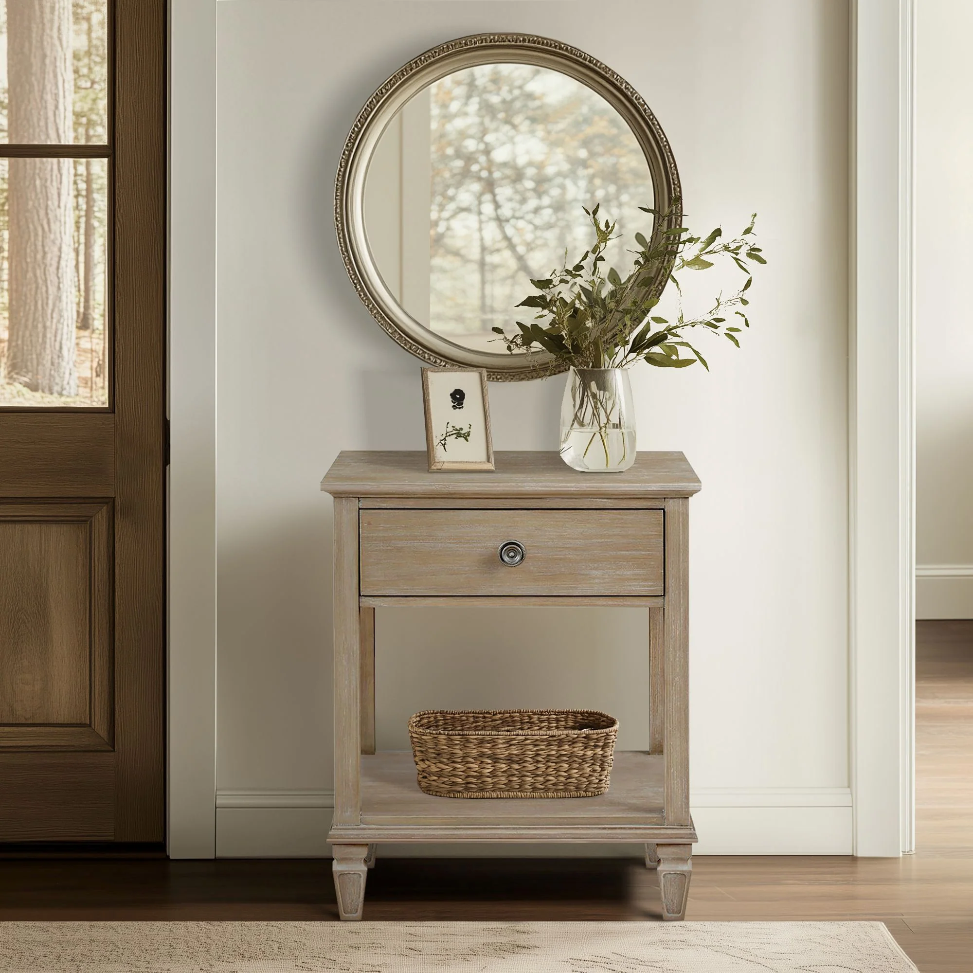 Victoria one-drawer wood bedside table with shelf - Image 4