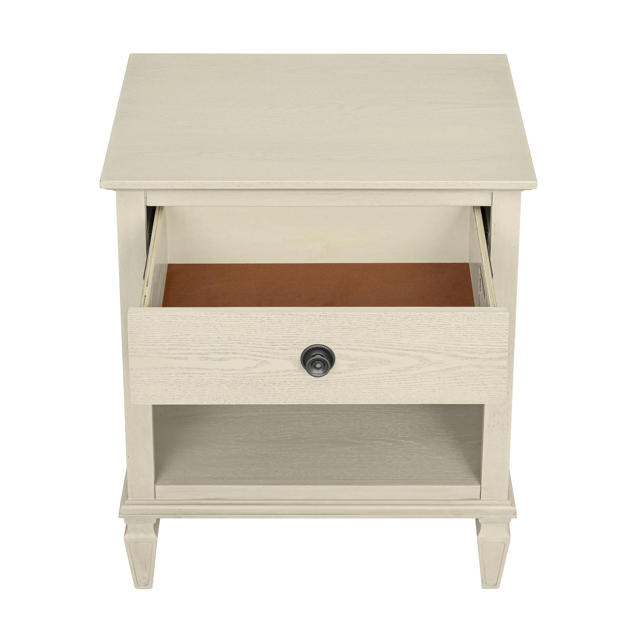 Victoria one-drawer wood nightstand with shelf - Image 20