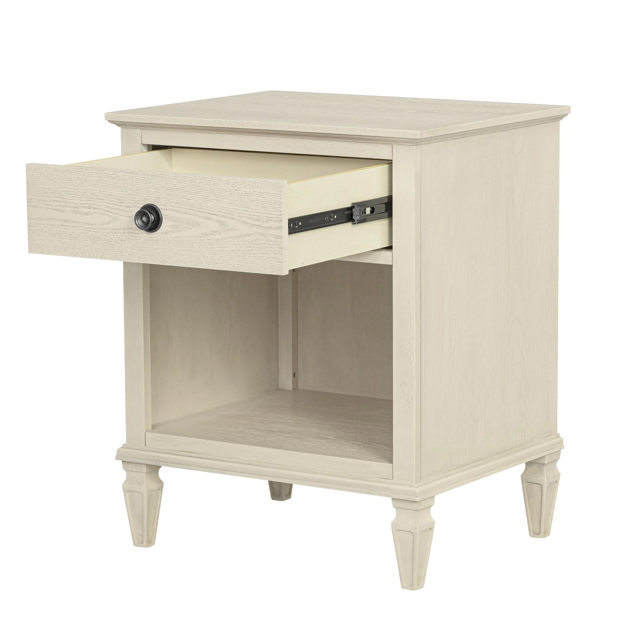 Victoria one-drawer wood nightstand with shelf - Image 22
