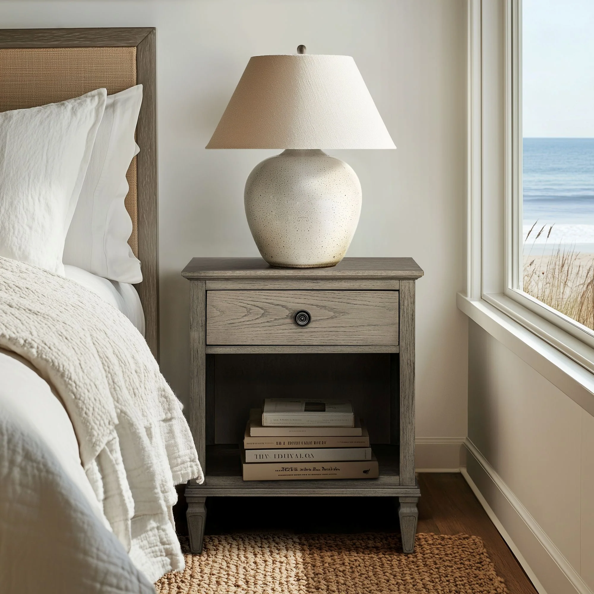 Victoria one-drawer wood nightstand with shelf - Image 30