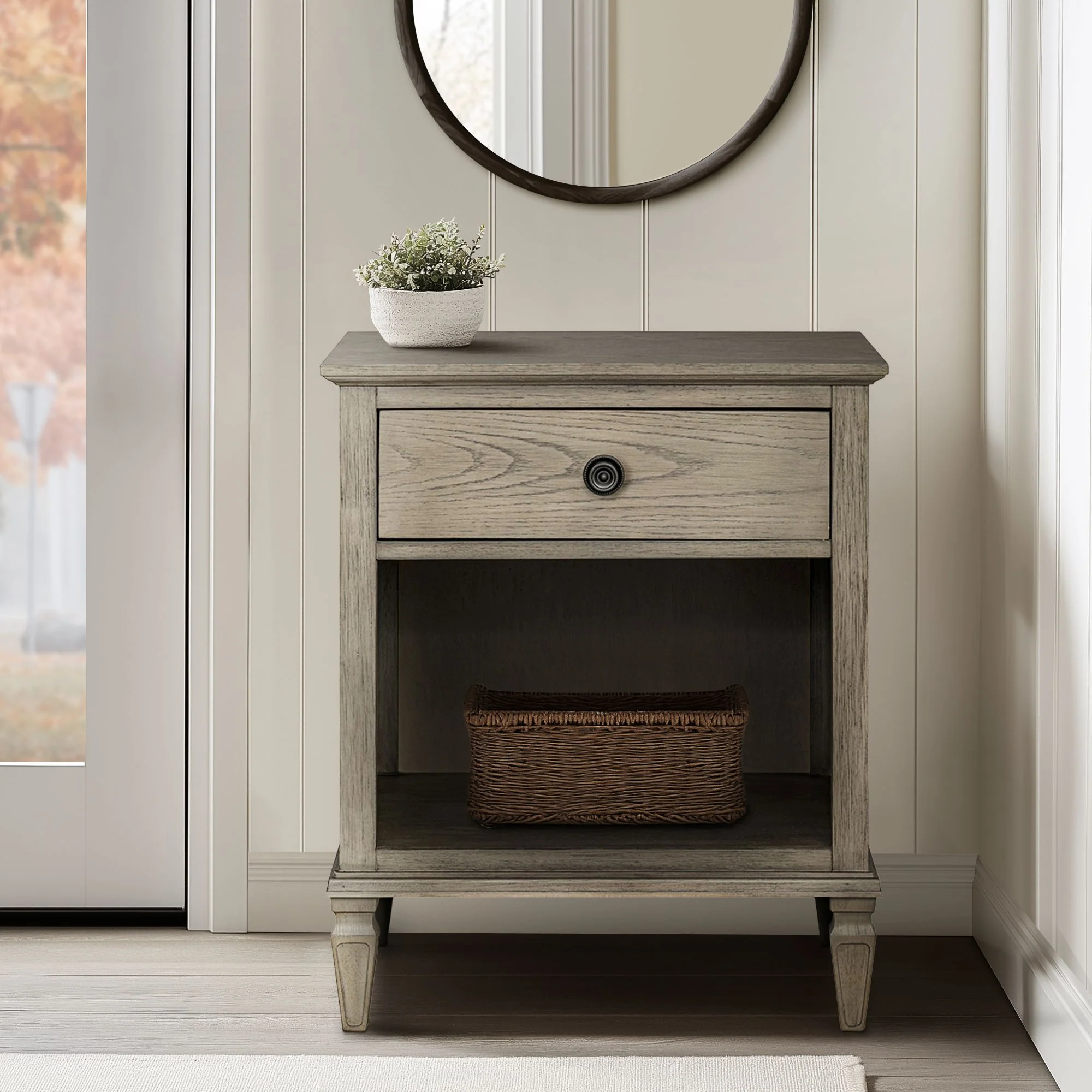 Victoria one-drawer wood nightstand with shelf - Image 31