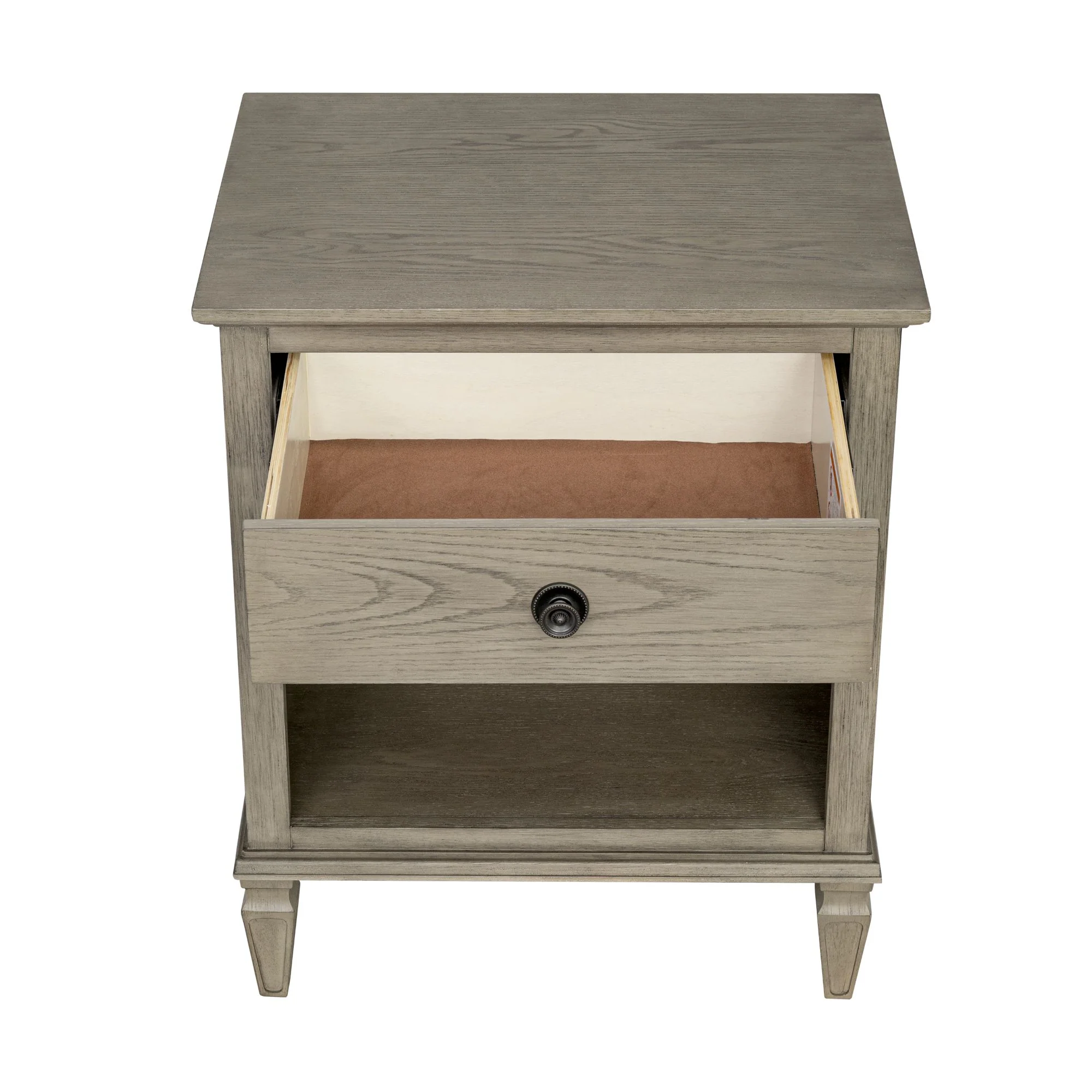 Victoria one-drawer wood nightstand with shelf - Image 34