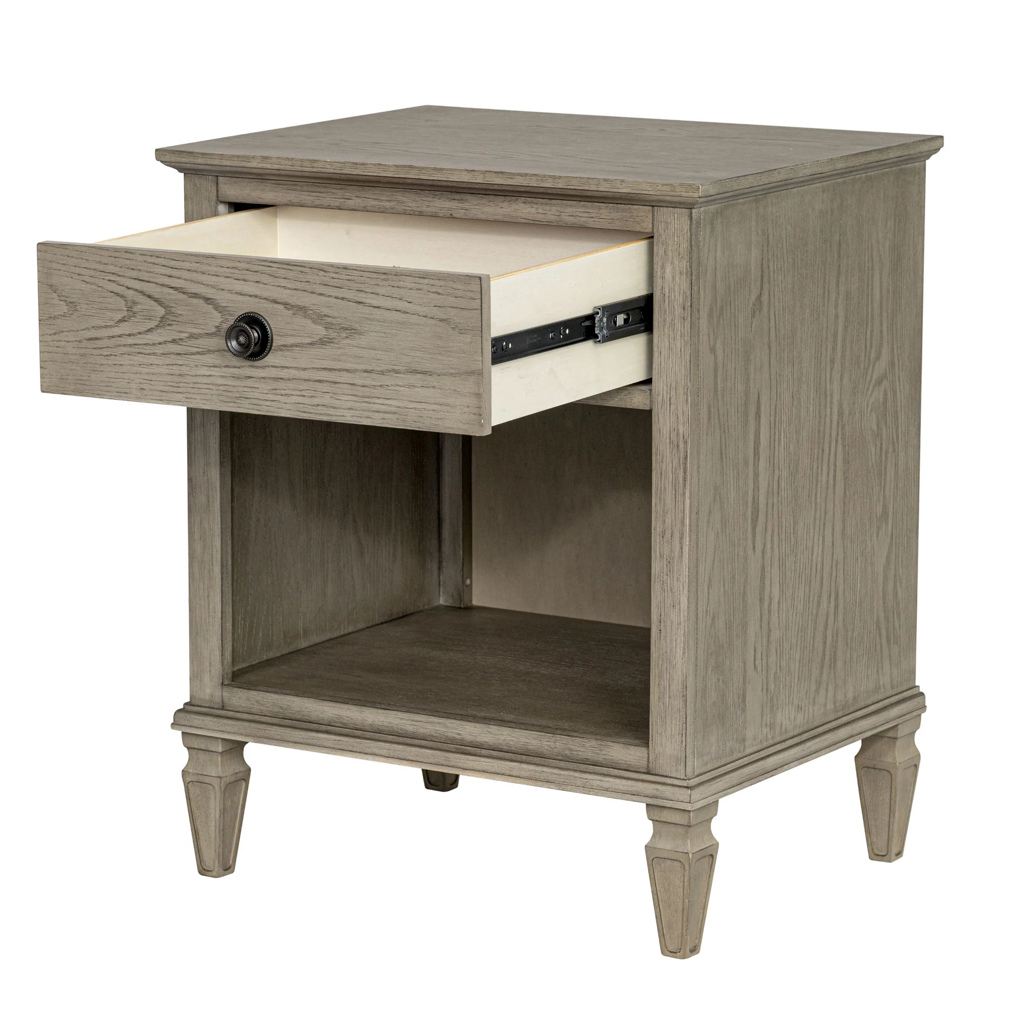Victoria one-drawer wood nightstand with shelf - Image 36