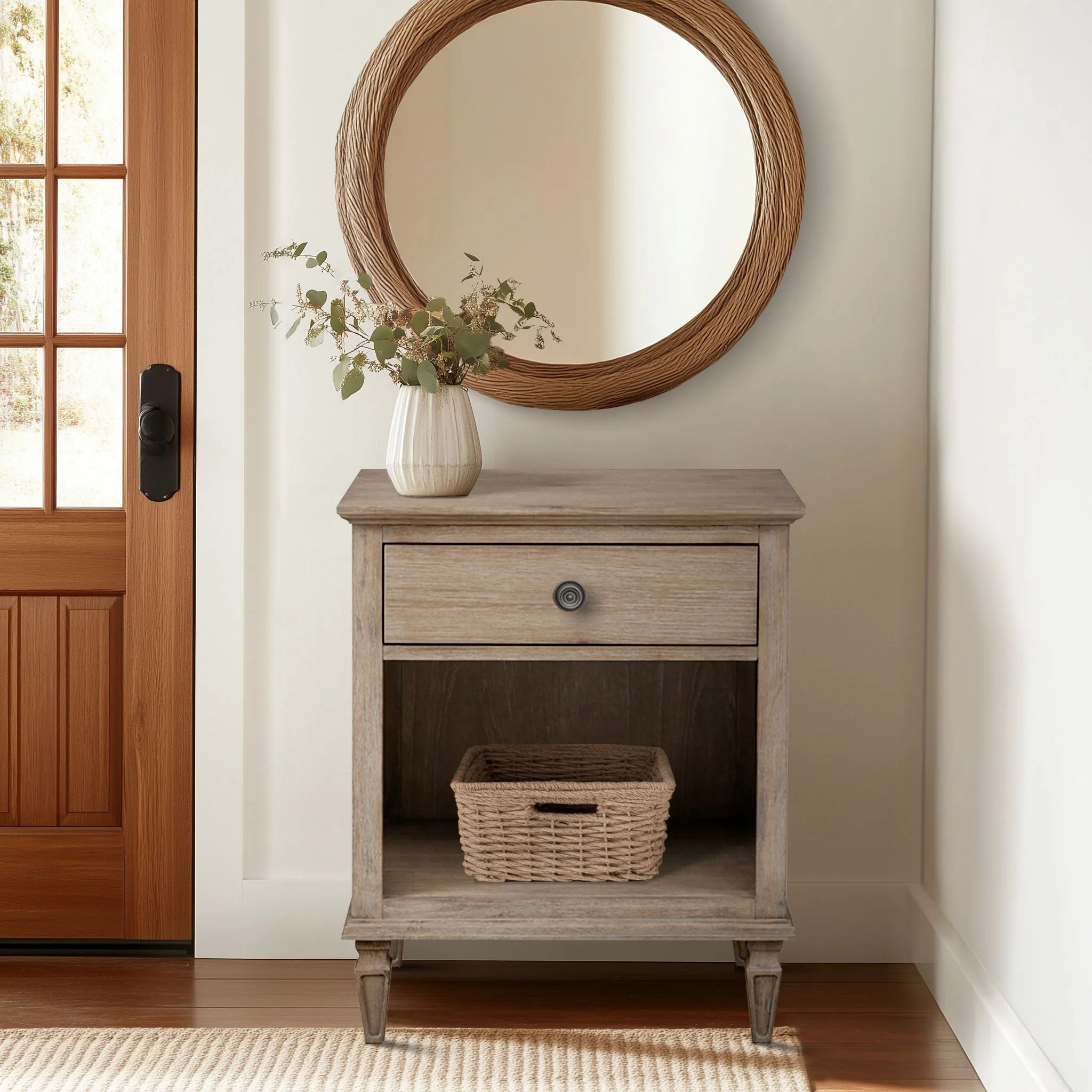 Victoria one-drawer wood nightstand with shelf - Image 4