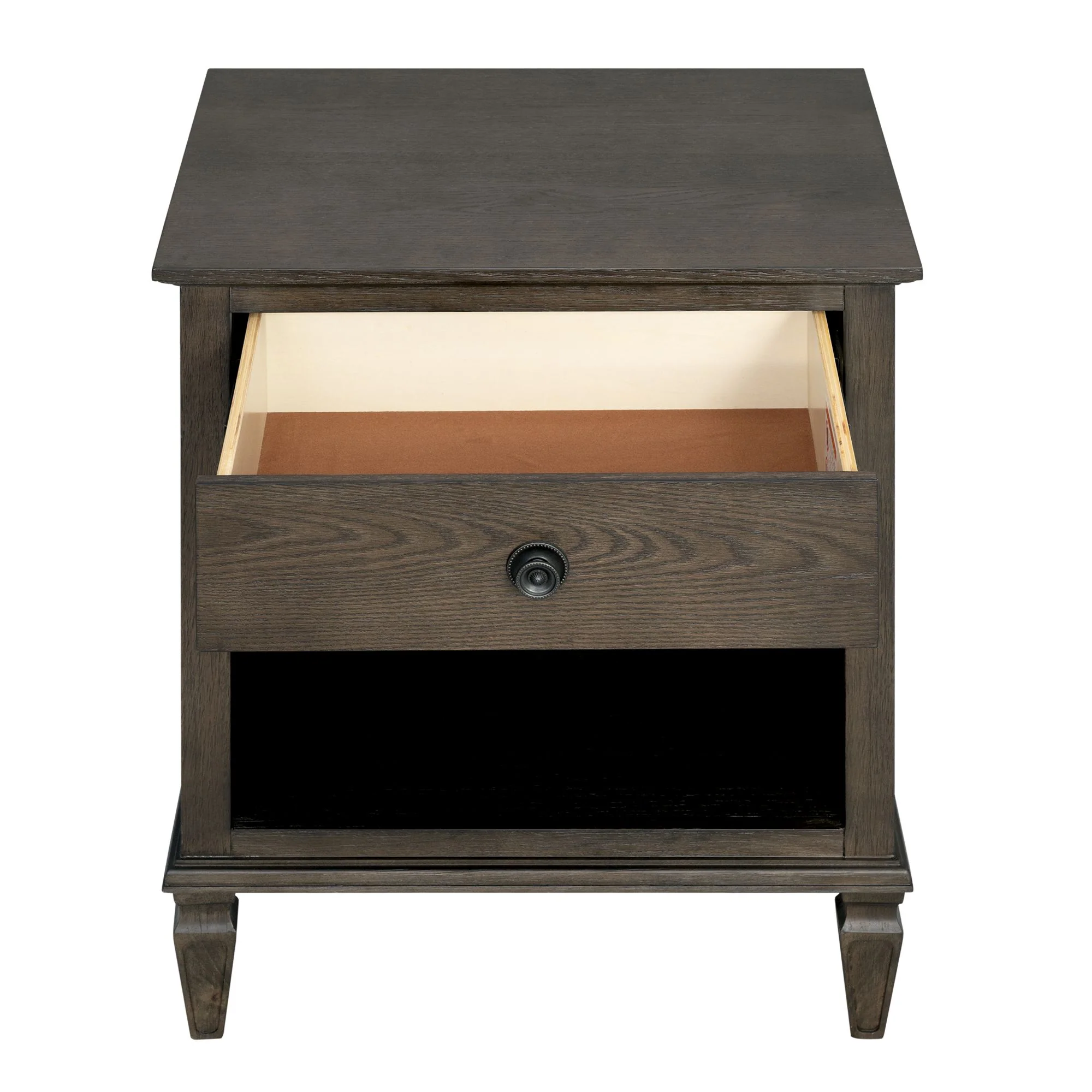 Victoria one-drawer wood nightstand with shelf - Image 49