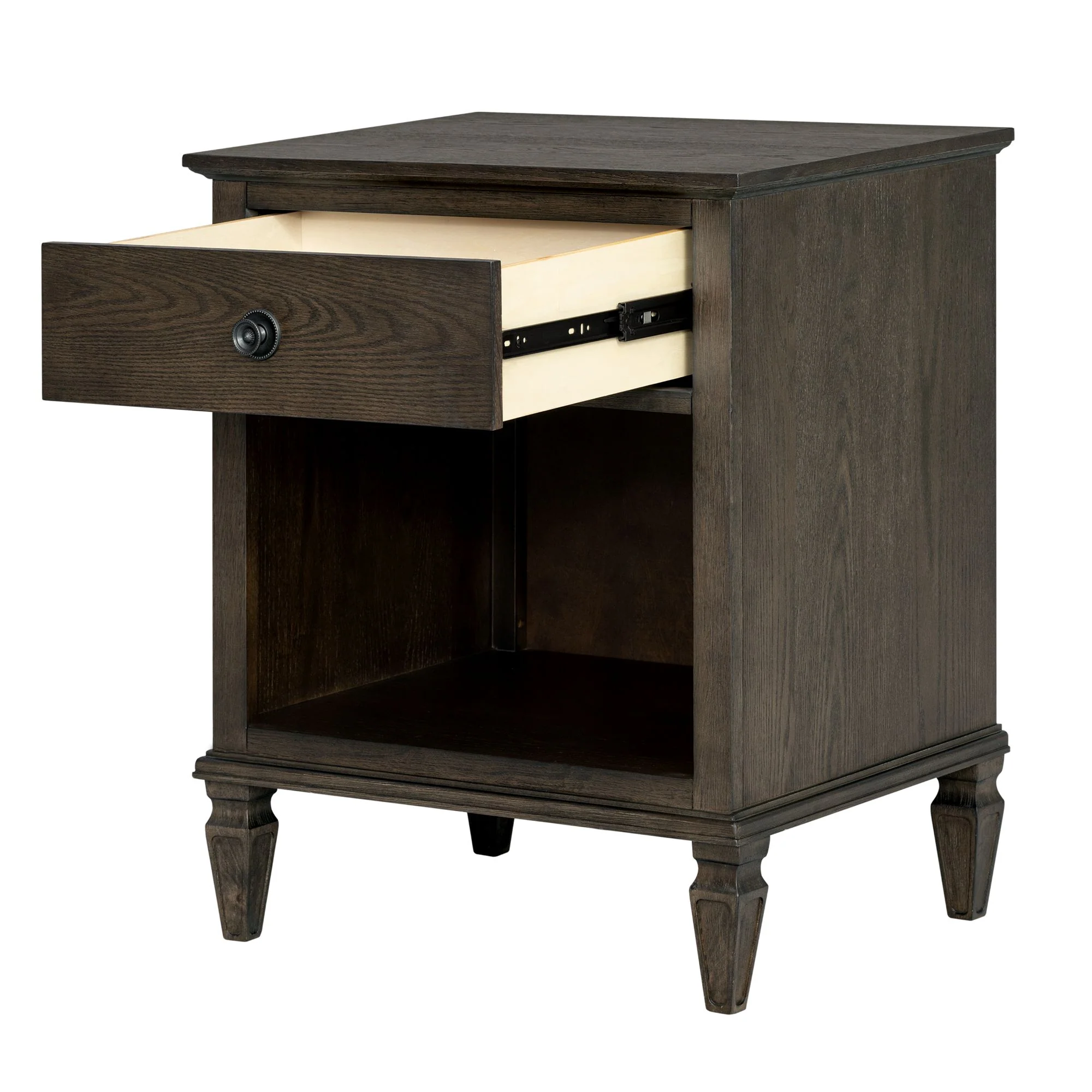 Victoria one-drawer wood nightstand with shelf - Image 51