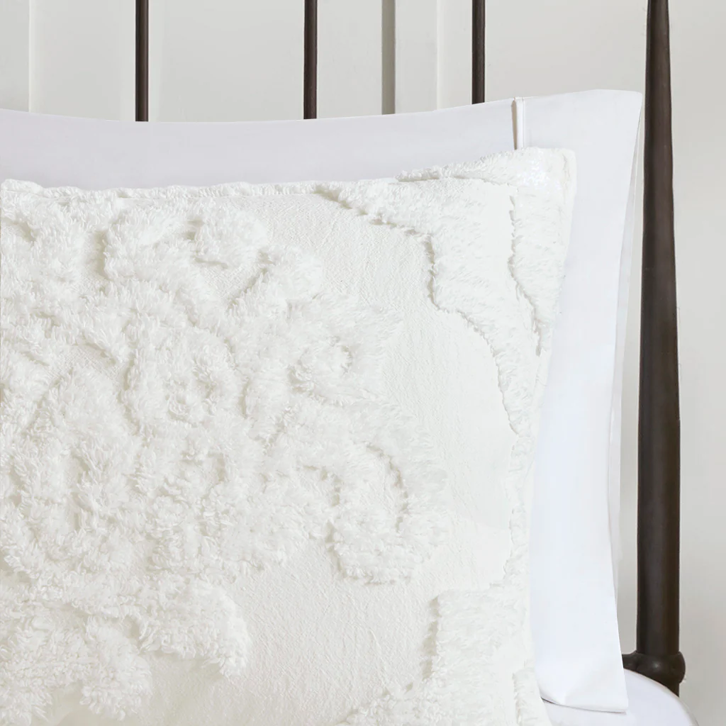 Viola 3-Piece Tufted Cotton Chenille Damask Comforter Set - Image 14