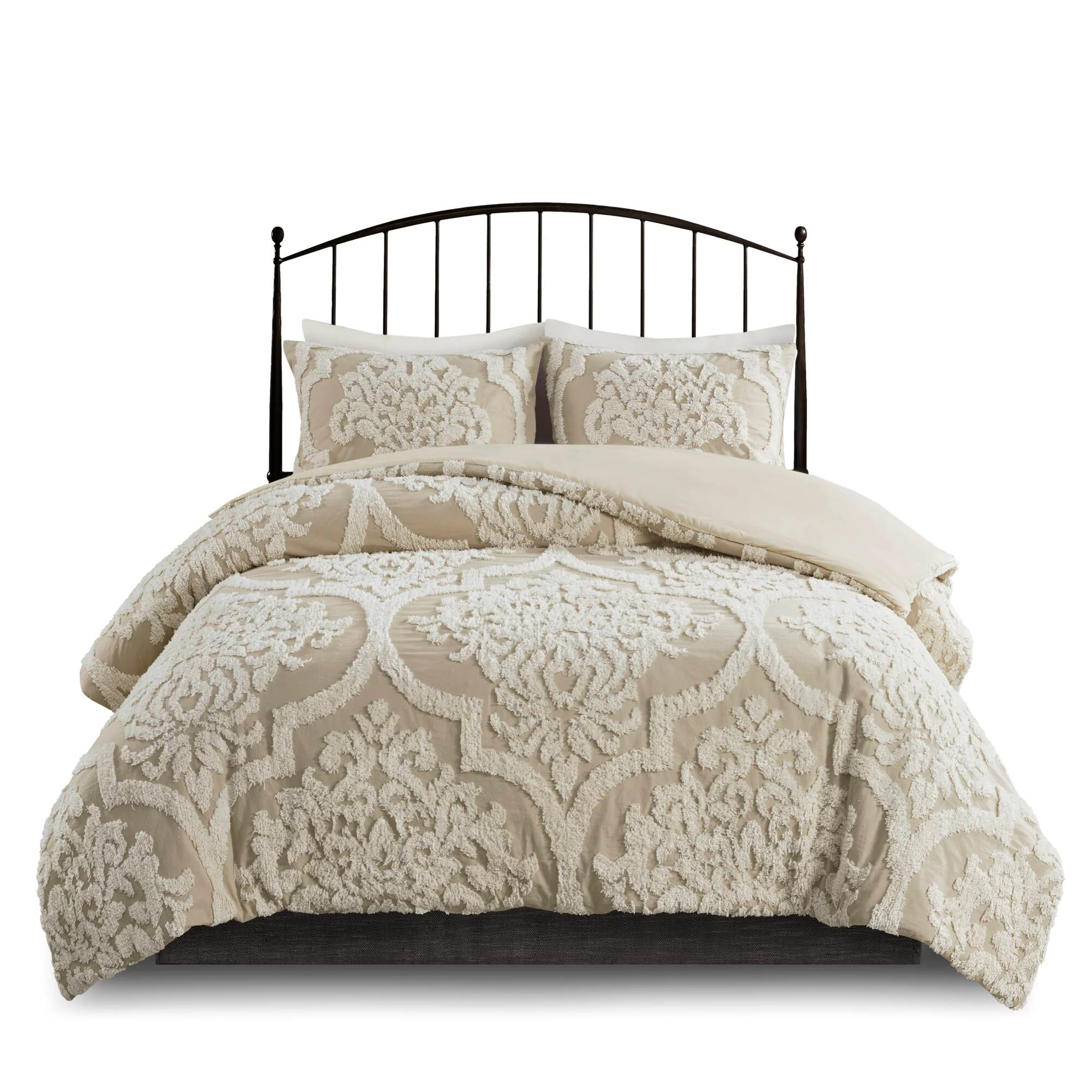 Viola 3-Piece Tufted Cotton Chenille Damask Comforter Set - Image 8
