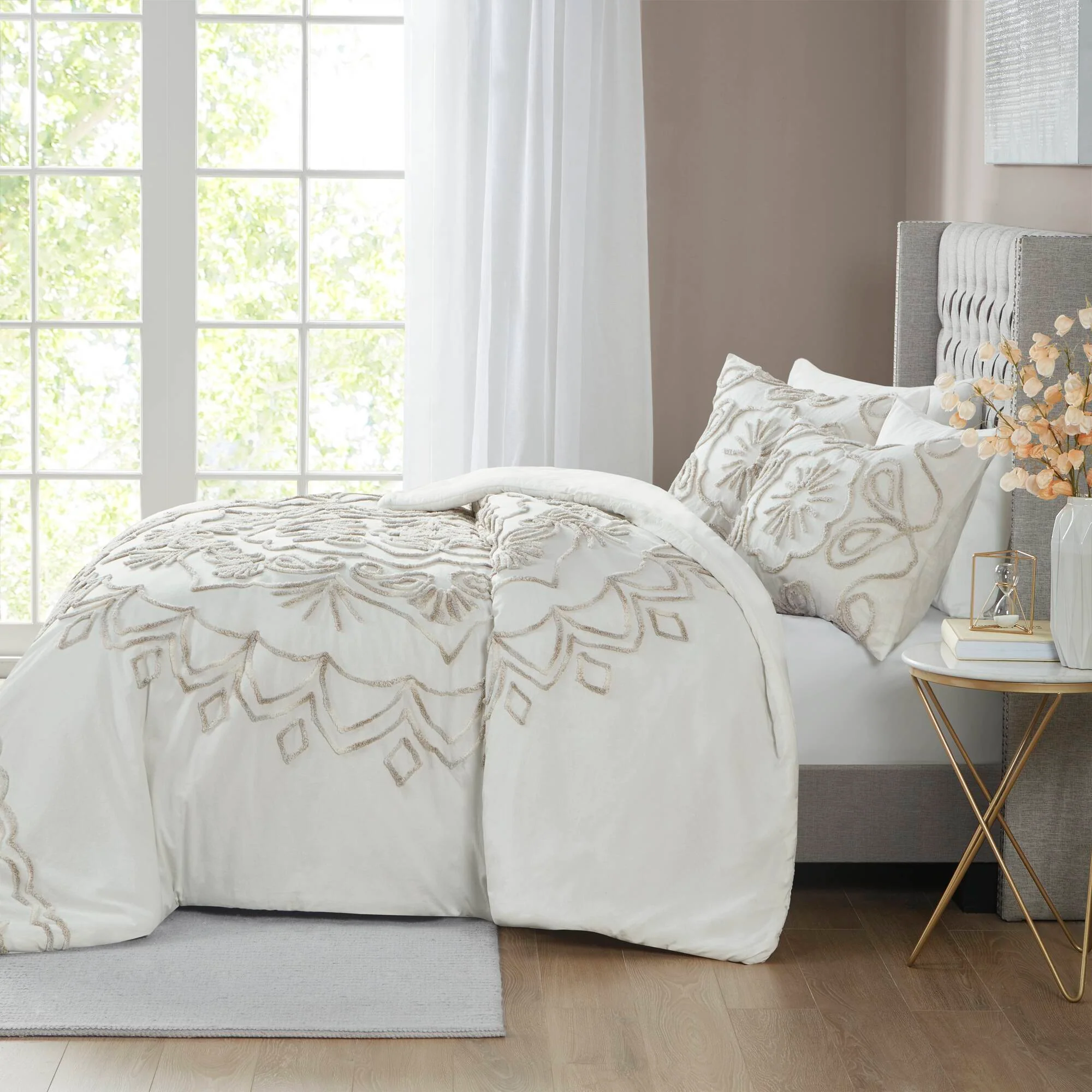 Violette 3-Piece Tufted Cotton Chenille Comforter Set - Image 2