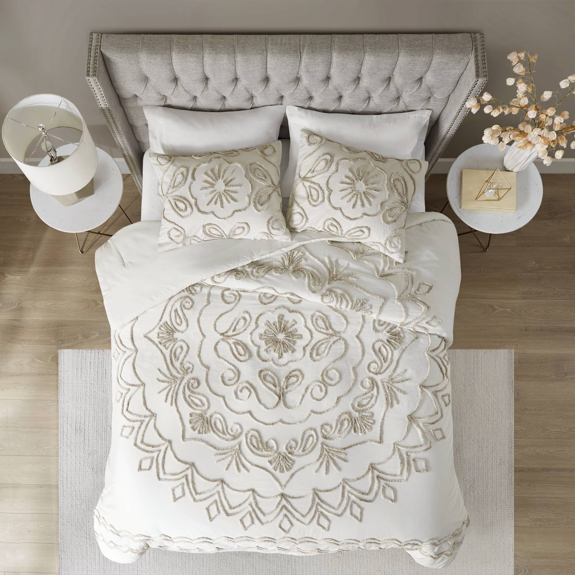 Violette 3-Piece Tufted Cotton Chenille Comforter Set - Image 4