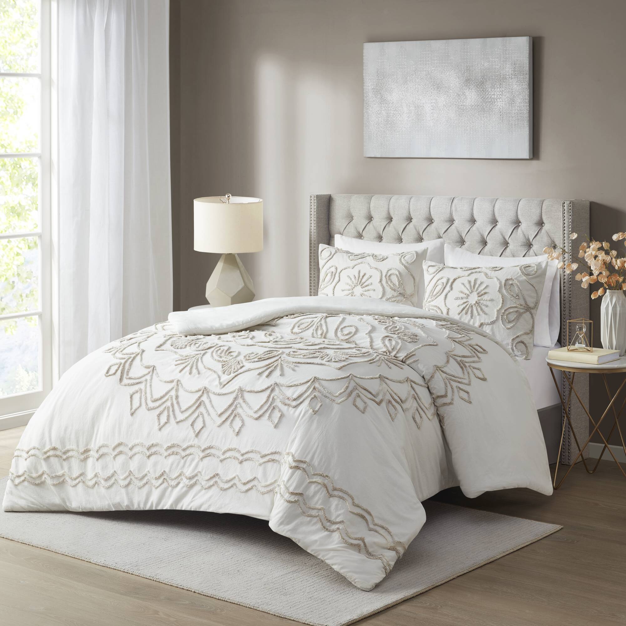 Violette 3-Piece Tufted Cotton Chenille Duvet Cover Set - Image 4