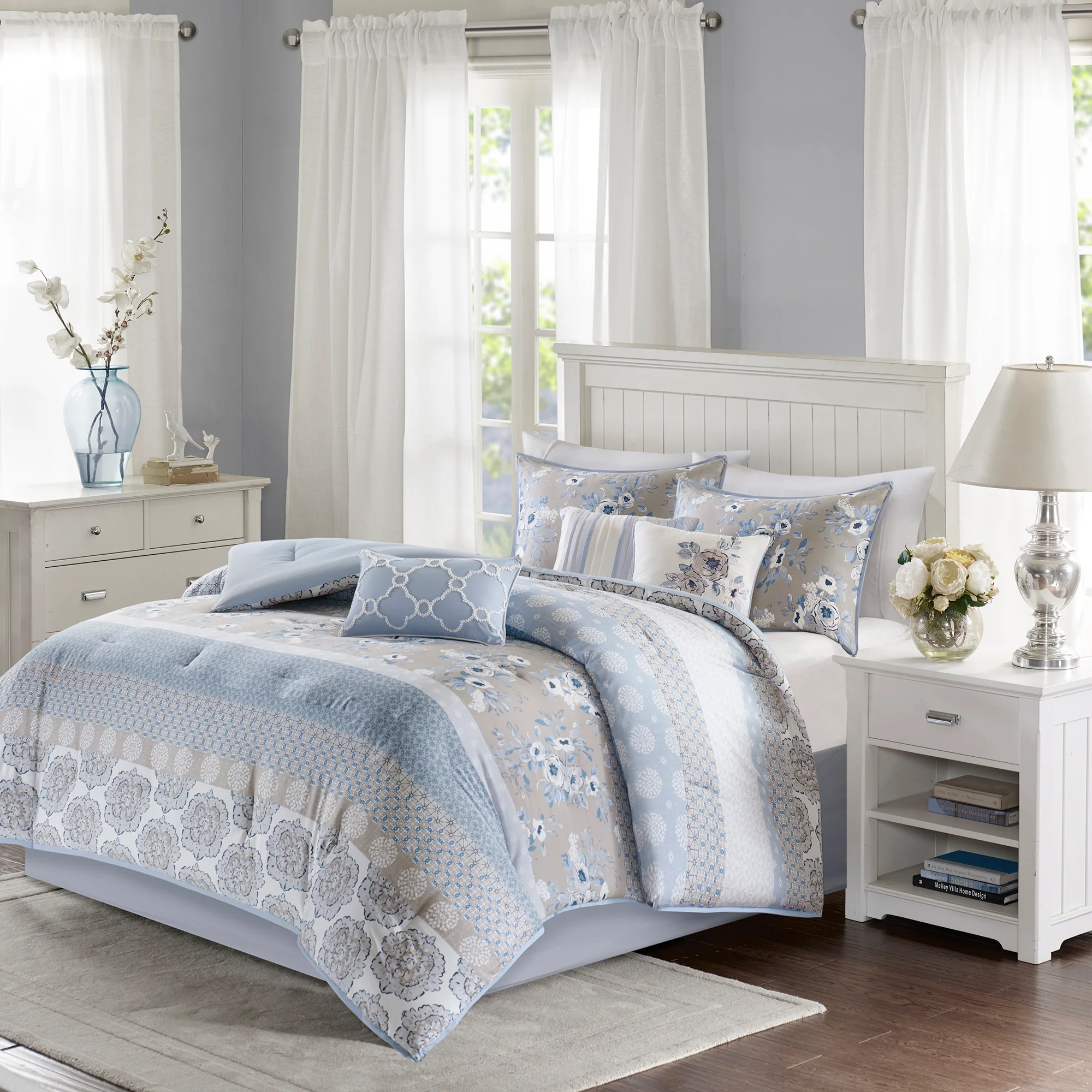 Willa 6-Piece Cotton Quilt Set with Throw Pillows - Image 7
