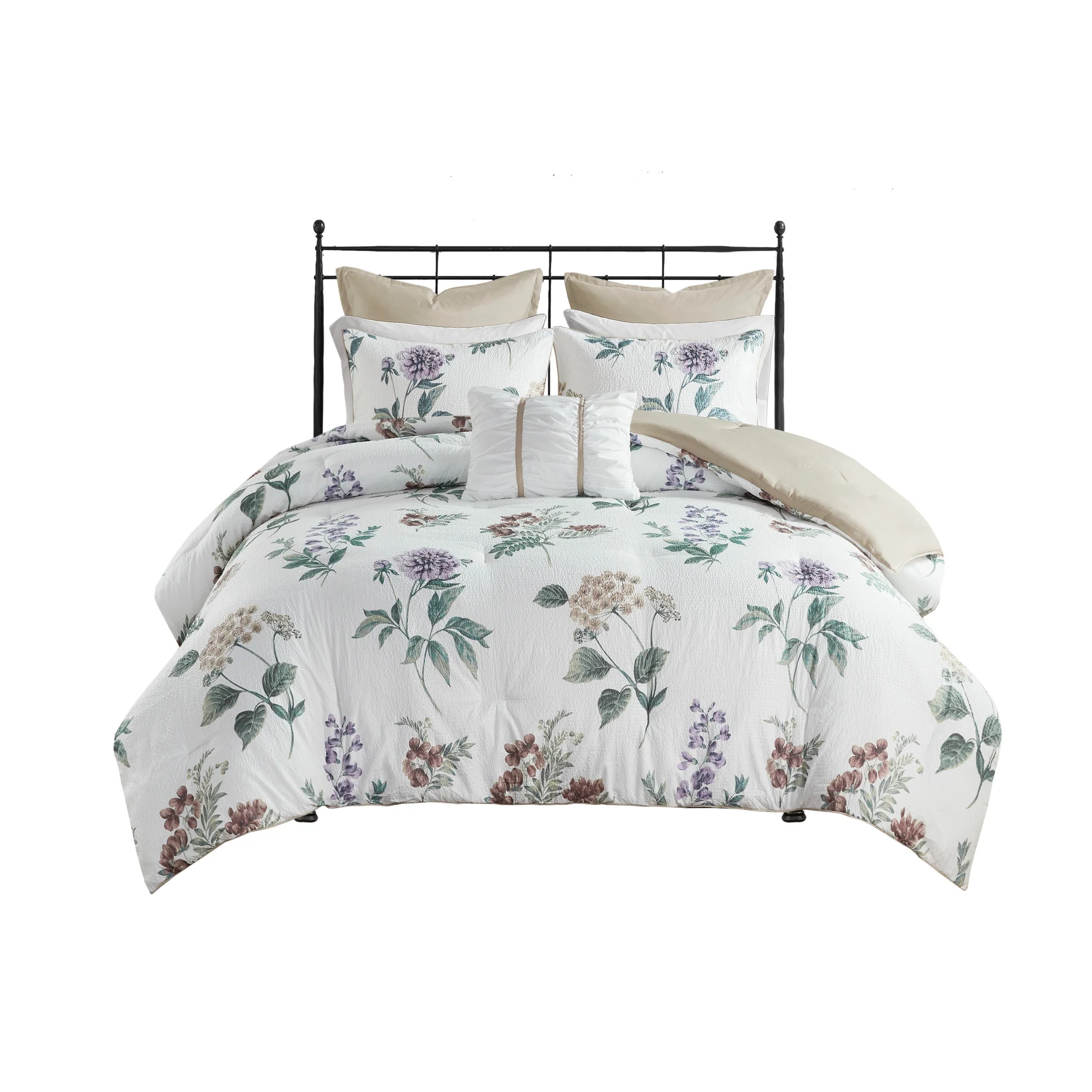 Zennia 7-Piece Printed Seersucker Comforter Set with Throw Blanket - Image 28