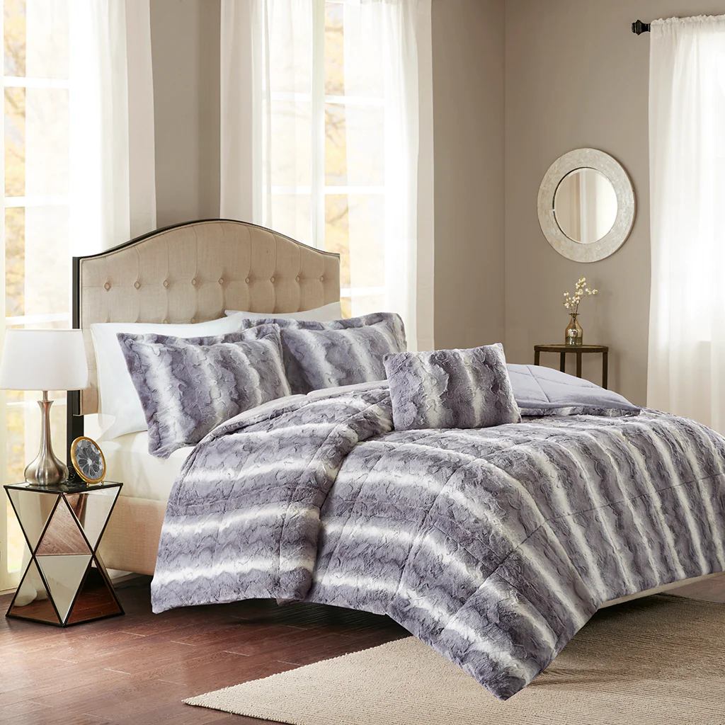 Zuri 4-Piece Faux Fur Comforter Set - Image 6