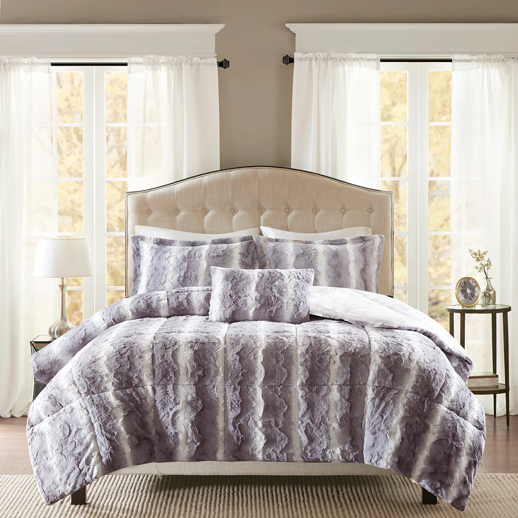 Zuri 4-Piece Faux Fur Comforter Set - Image 7